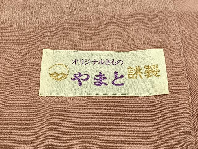 平和屋着物●上質な色無地　幾何学地紋　洗朱色　やまと誂製　正絹　逸品　BAAX6167hj