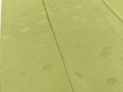 平和屋着物■無地絵羽訪問着　雪輪青海波地紋　青朽葉色　正絹　逸品　未使用　BAAX6168hj