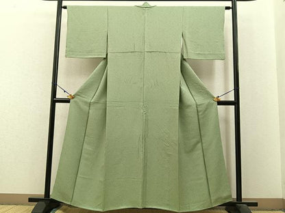 平和屋着物●上質な色無地　霞地紋　柳茶色　正絹　逸品　BAAX6169hj