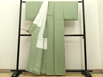 平和屋着物●上質な色無地　霞地紋　柳茶色　正絹　逸品　BAAX6169hj