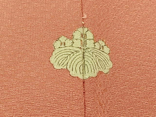 平和屋着物●上質な色無地　花蝶地紋　甚三紅色　正絹　逸品　BAAX6170hj