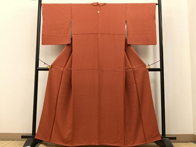 平和屋着物●上質な色無地　作家物　花唐草地紋　紅樺色　正絹　逸品　BAAX6172hj