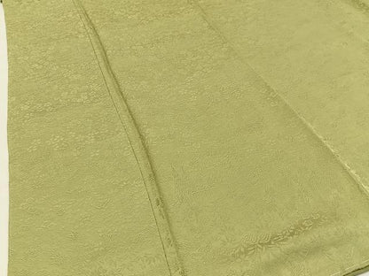 平和屋着物●上質な色無地　籬草花地紋　抹茶色　さが美扱い　正絹　逸品　BAAX6177hj