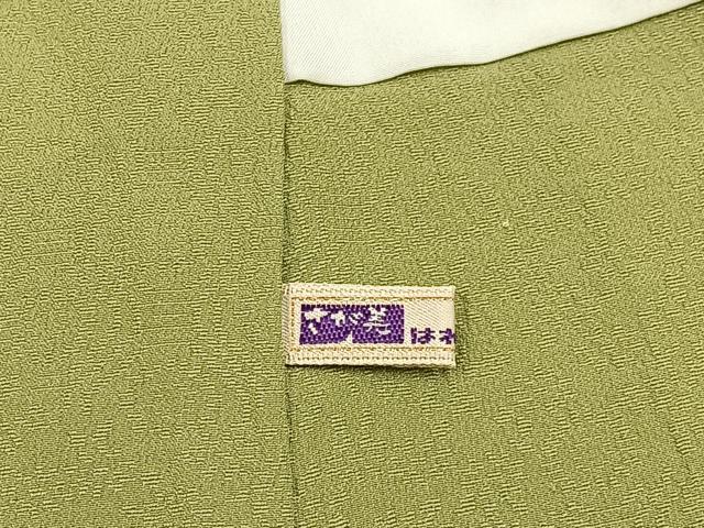 平和屋着物●上質な色無地　籬草花地紋　抹茶色　さが美扱い　正絹　逸品　BAAX6177hj
