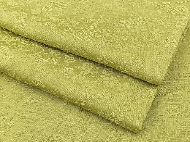 平和屋着物●上質な色無地　籬草花地紋　抹茶色　さが美扱い　正絹　逸品　BAAX6177hj