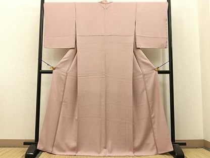 平和屋着物●上質な色無地　霞地紋　水柿色　正絹　逸品　未使用　BAAX6179hj