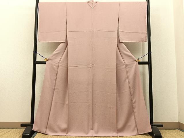 平和屋着物●上質な色無地　霞地紋　水柿色　正絹　逸品　未使用　BAAX6179hj