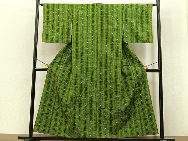 平和屋着物■上質な紬 麻の葉間道 正絹 逸品 BAAX6185hj