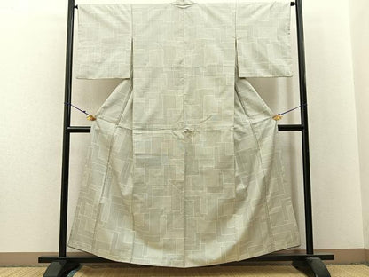 平和屋着物■上質な紬　幾何学文様　正絹　逸品　BAAX6188hj