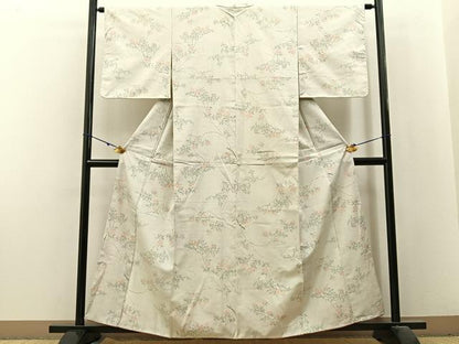 平和屋着物■上質な紬 枝花文 正絹 逸品 BAAX6191hj