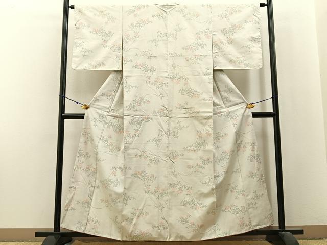 平和屋着物■上質な紬 枝花文 正絹 逸品 BAAX6191hj