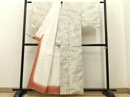平和屋着物■上質な紬 枝花文 正絹 逸品 BAAX6191hj