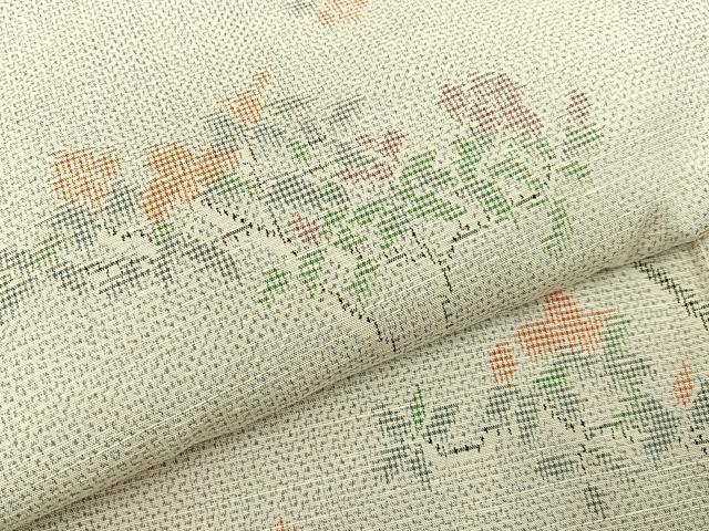 平和屋着物■上質な紬 枝花文 正絹 逸品 BAAX6191hj