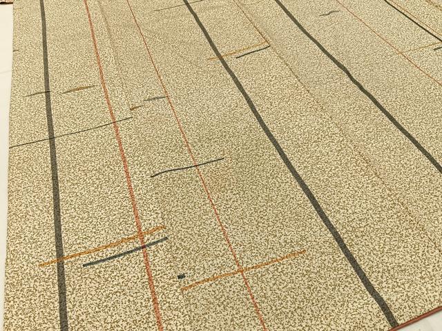 平和屋着物■上質な小紋 紬地 横段文 正絹 逸品 BAAX6199hj