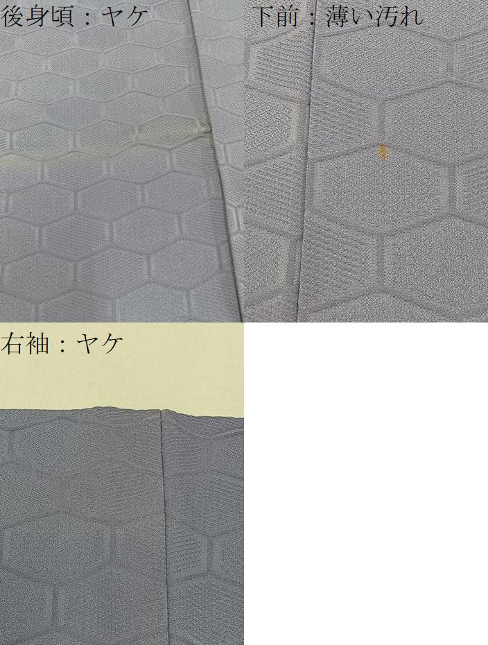 平和屋着物■上質な色無地 亀甲地紋 薄鼠色 正絹 逸品 BAAX6205hj