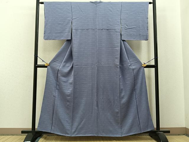 平和屋着物■上質な色無地 亀甲地紋 薄鼠色 正絹 逸品 BAAX6205hj