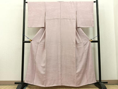 平和屋着物■上質な色無地 草花地紋 薄柿色 正絹 逸品 BAAX6208hj