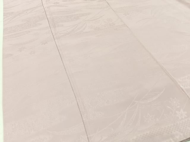 平和屋着物■上質な色無地 草花地紋 薄柿色 正絹 逸品 BAAX6208hj