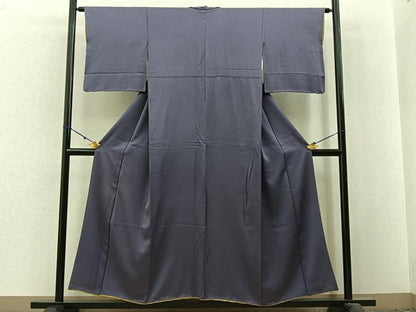平和屋着物■上質な色無地　斜線地紋　葡萄鼠色　正絹　逸品　BAAX6209hj