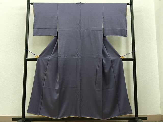 平和屋着物■上質な色無地　斜線地紋　葡萄鼠色　正絹　逸品　BAAX6209hj
