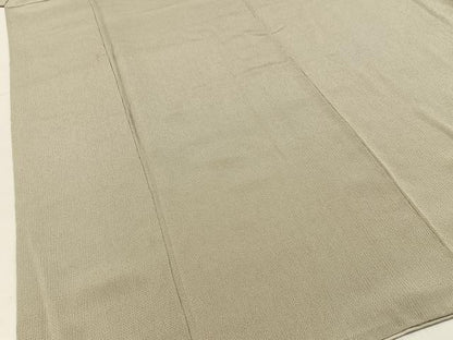 平和屋着物●上質な色無地　作家物　白橡色　鬼しぼ縮緬　正絹　逸品　BAAX6210hj