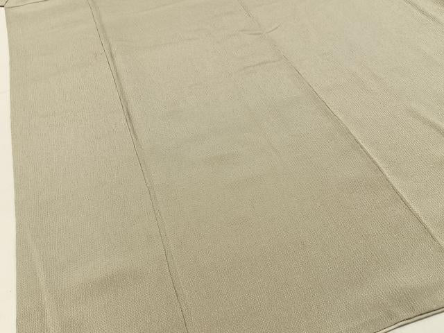 平和屋着物●上質な色無地　作家物　白橡色　鬼しぼ縮緬　正絹　逸品　BAAX6210hj