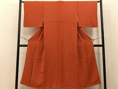 平和屋着物■上質な色無地 亀甲吉祥文 緋色 正絹 逸品 未使用 BAAX6212hj