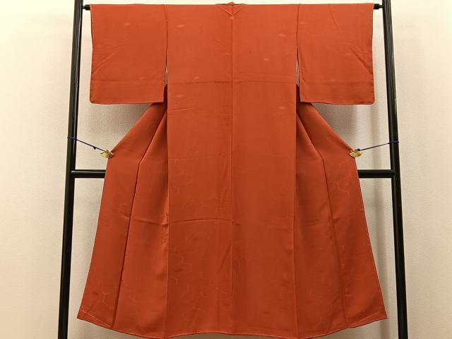 平和屋着物■上質な色無地 亀甲吉祥文 緋色 正絹 逸品 未使用 BAAX6212hj