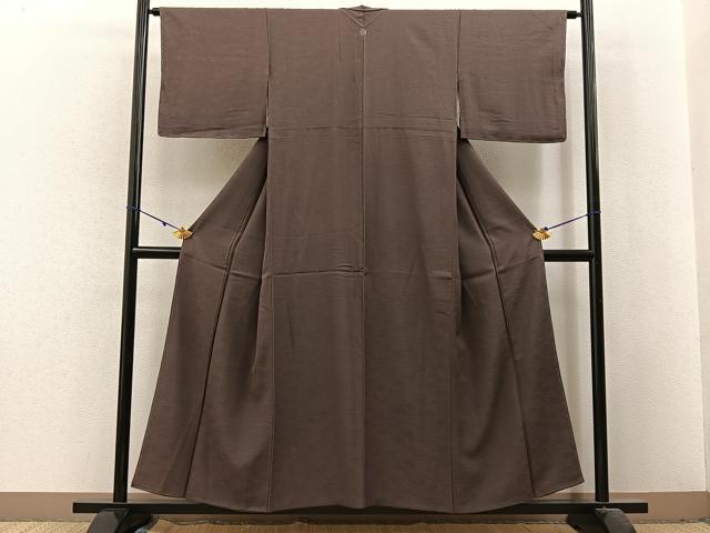 平和屋着物■上質な色無地 雲重ね地紋 銀煤竹色 正絹 逸品 未使用 BAAX6214hj