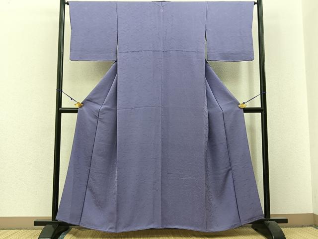 平和屋着物■上質な色無地 こぼれ松葉地紋 菫色 正絹 逸品 BAAX6216hj