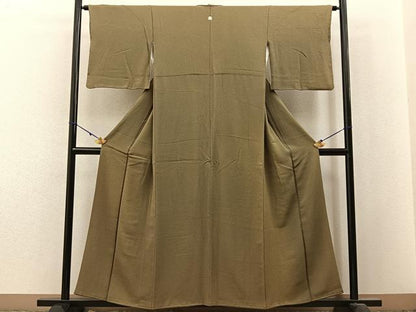 平和屋着物■上質な色無地 黄海松茶色 正絹 逸品 BAAX6217hj