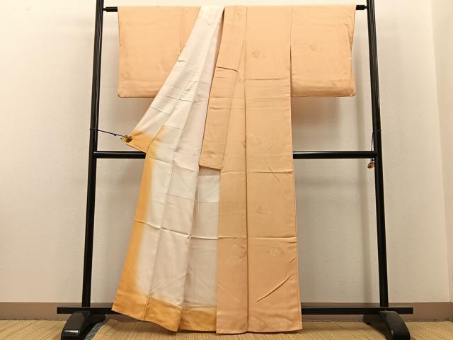 平和屋着物■上質な色無地 地紙花地紋 雄黄色 正絹 逸品 BAAX6218hj
