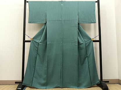 平和屋着物●上質な色無地　紋意匠　薄青色　正絹　逸品　BAAX6222hj