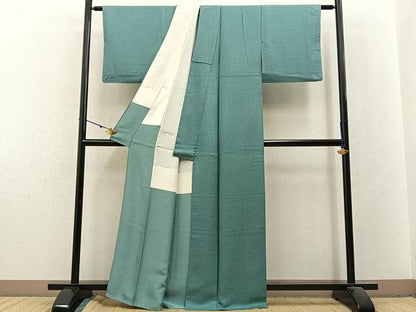 平和屋着物●上質な色無地　紋意匠　薄青色　正絹　逸品　BAAX6222hj