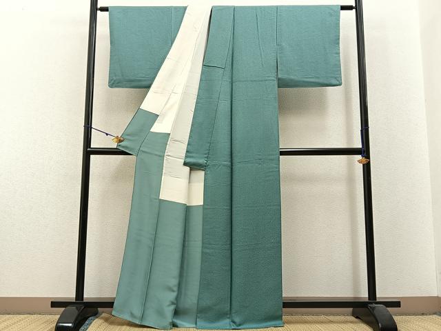 平和屋着物●上質な色無地　紋意匠　薄青色　正絹　逸品　BAAX6222hj