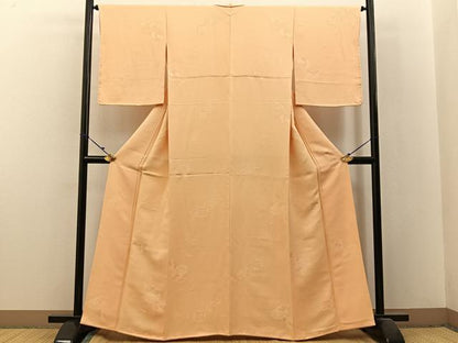 平和屋着物■上質な色無地 仕覆地紋 杏色 正絹 逸品 BAAX6223hj