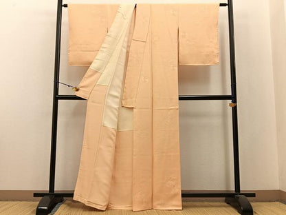 平和屋着物■上質な色無地 仕覆地紋 杏色 正絹 逸品 BAAX6223hj