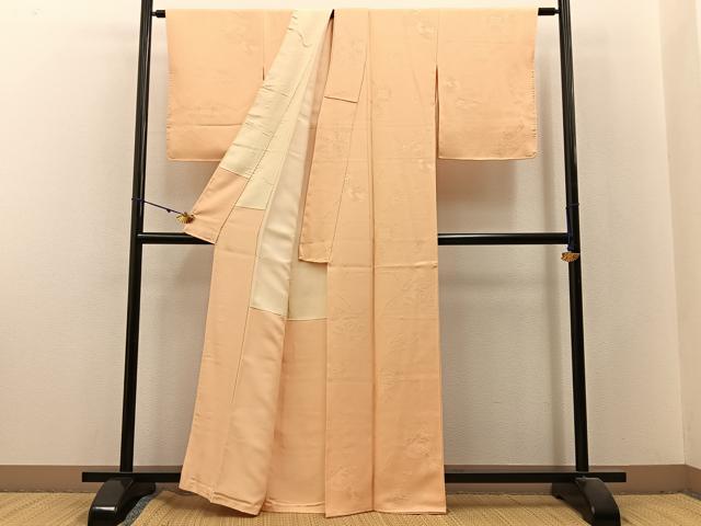平和屋着物■上質な色無地 仕覆地紋 杏色 正絹 逸品 BAAX6223hj