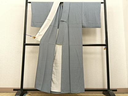 平和屋着物▽上質な色無地　単衣　豆がら茶色　正絹　逸品　BAAX6224hj