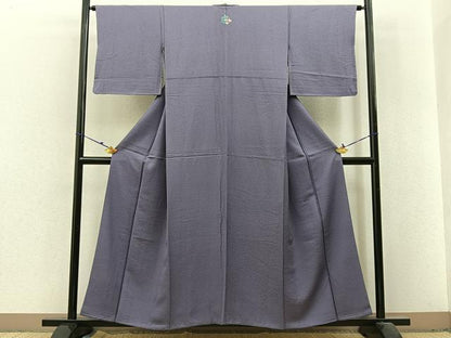 平和屋着物■上質な色無地 紋意匠 竜胆色 正絹 逸品 BAAX6227hj