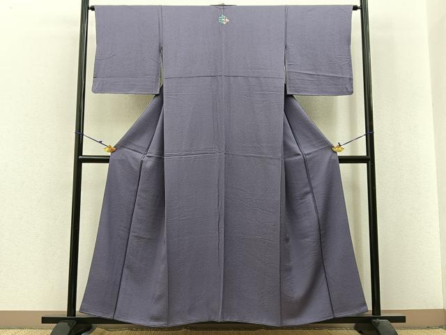 平和屋着物■上質な色無地 紋意匠 竜胆色 正絹 逸品 BAAX6227hj