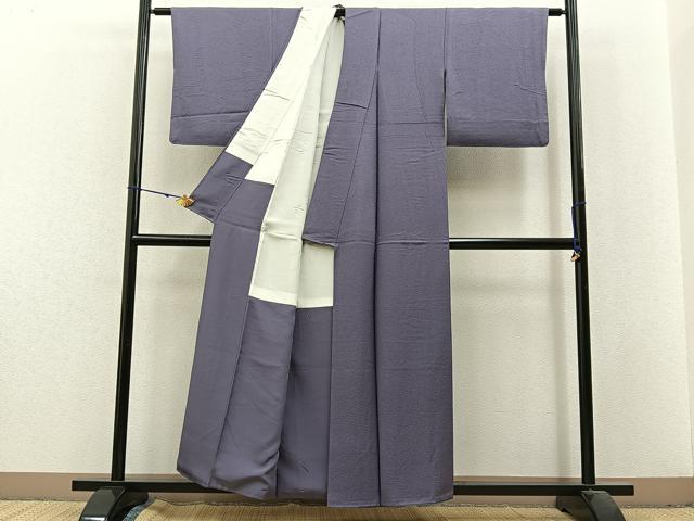 平和屋着物■上質な色無地 紋意匠 竜胆色 正絹 逸品 BAAX6227hj