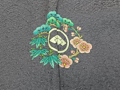 平和屋着物■上質な色無地 紋意匠 竜胆色 正絹 逸品 BAAX6227hj