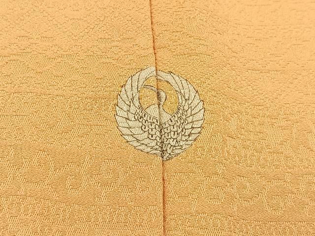 平和屋着物■上質な色無地 横段草花地紋 萱草色 正絹 逸品 BAAX6228hj