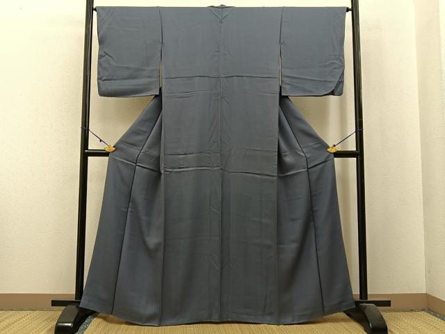 平和屋着物●上質な色無地　花尽し地紋　錆鼠色　正絹　逸品　BAAX6231hj