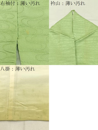 平和屋着物■上質な色無地 流水地紋 若菜色 正絹 逸品 BAAX6233hj