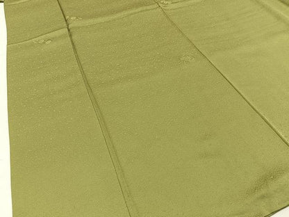 平和屋着物●上質な色無地　草花地紋　抹茶色　正絹　逸品　BAAX6234hj