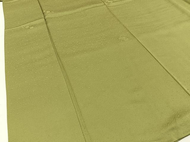 平和屋着物●上質な色無地　草花地紋　抹茶色　正絹　逸品　BAAX6234hj
