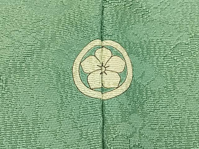 平和屋着物●上質な色無地　松竹梅地紋　山葵色　正絹　逸品　BAAX6236hj