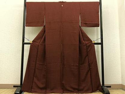 平和屋着物■上質な色無地 霞地紋 蒲葡茶色 正絹 逸品 BAAX6240hj